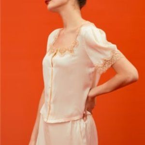 Creme Su Gelato Italian Vintage Pajama Set Mulberry Silk, small